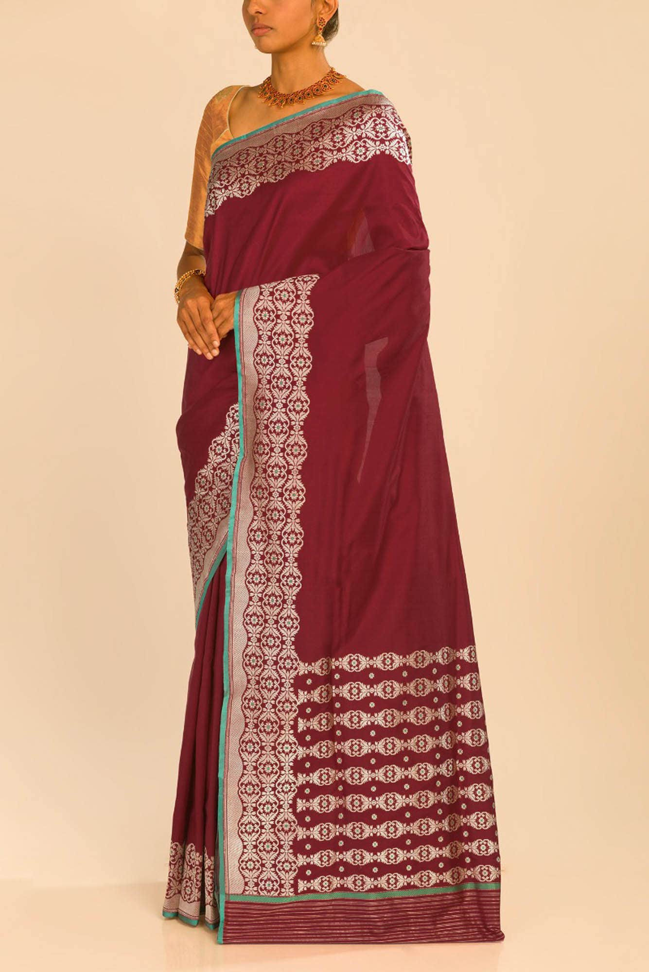 Suhasini-Maroon Banarasi Silk Saree