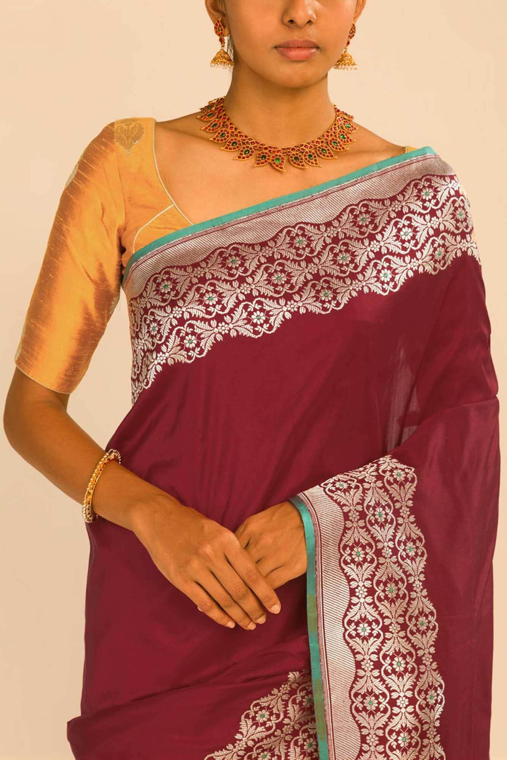 Suhasini-Maroon Banarasi Silk Saree