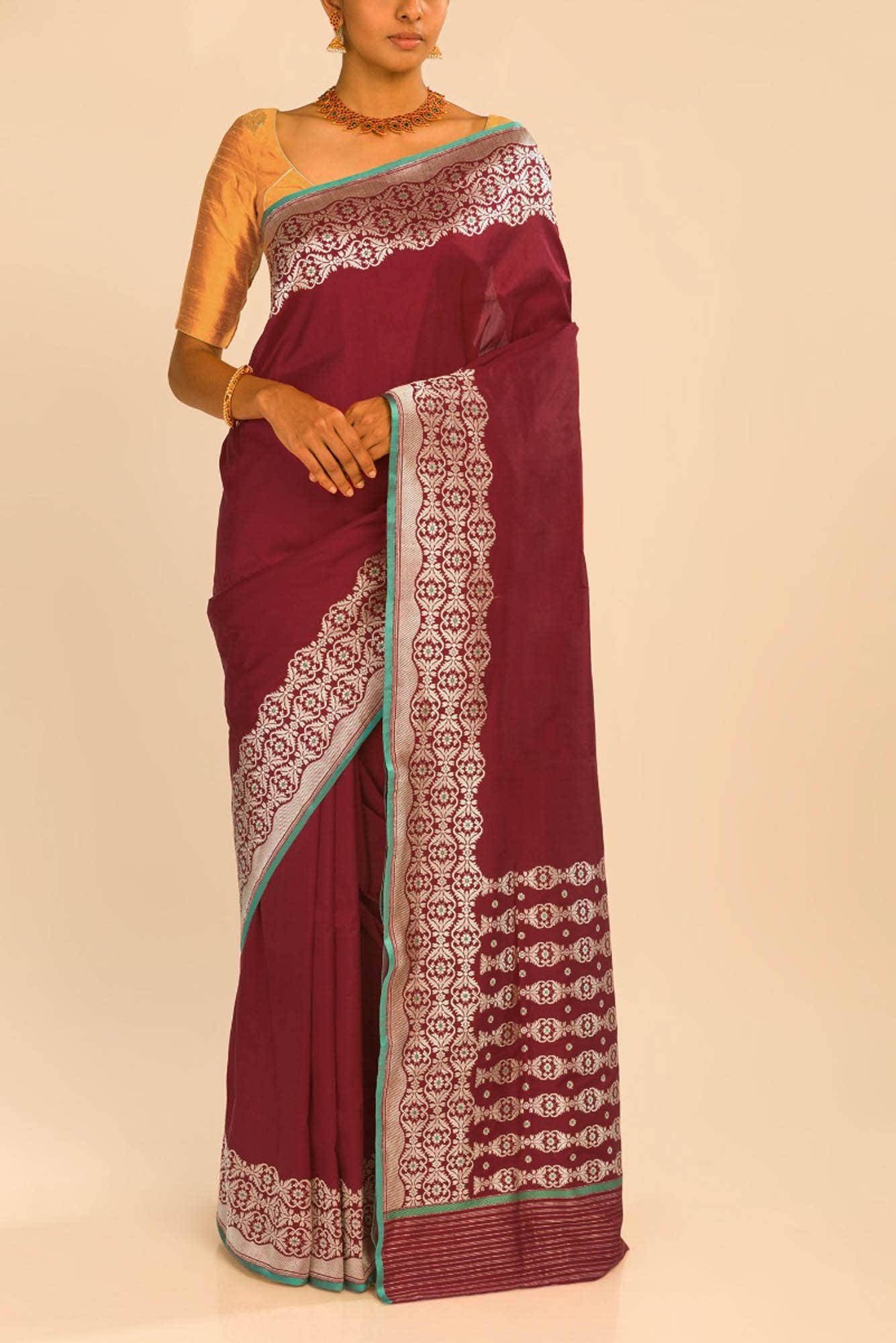 Suhasini-Maroon Banarasi Silk Saree