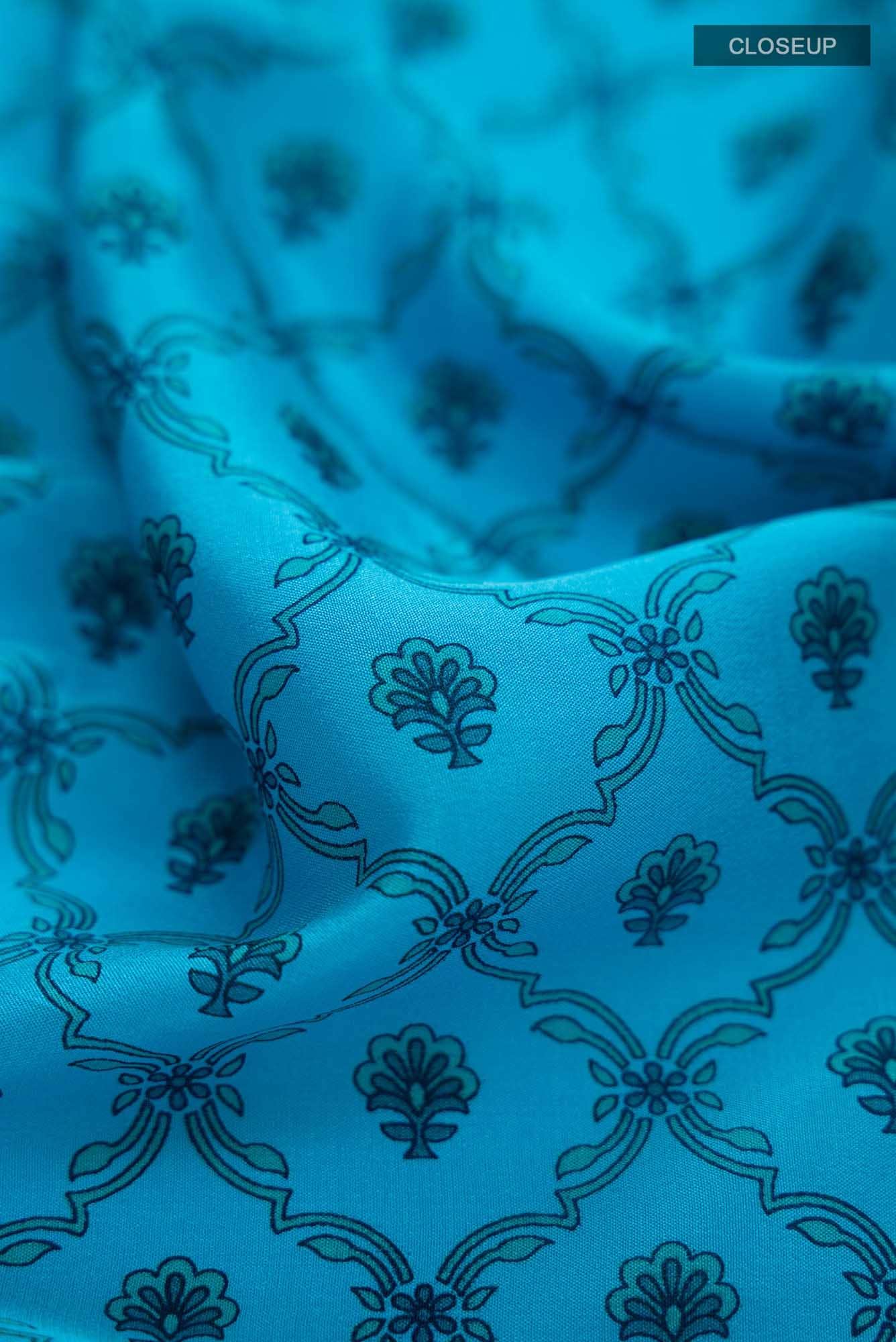 Blue Mysore Crepe Saree