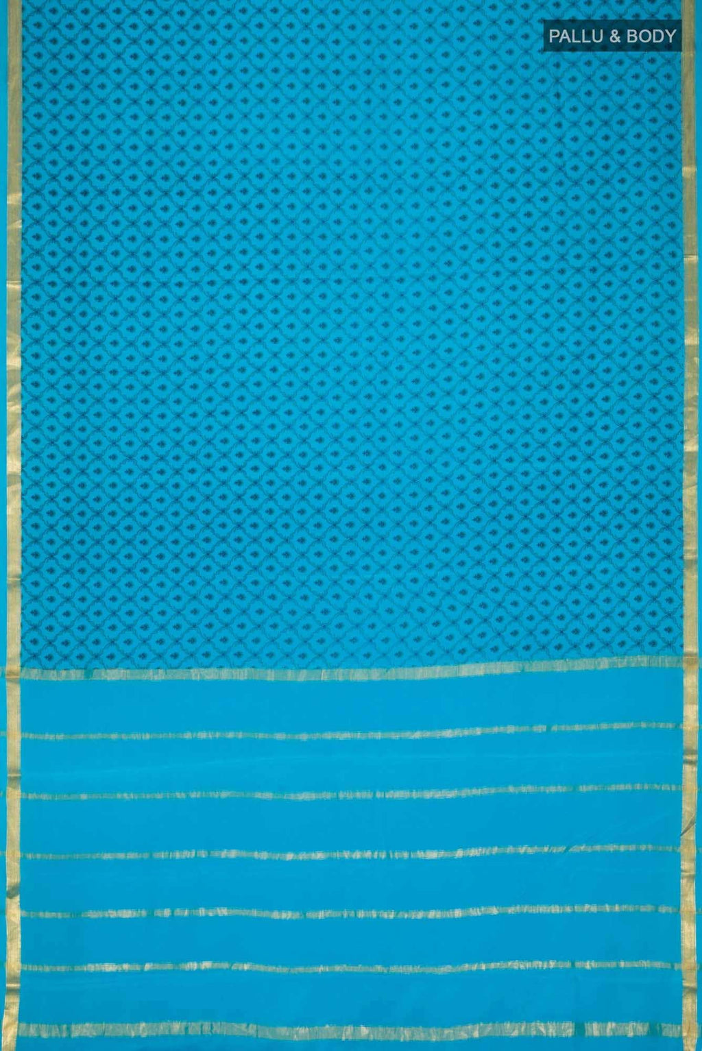 Blue Mysore Crepe Saree