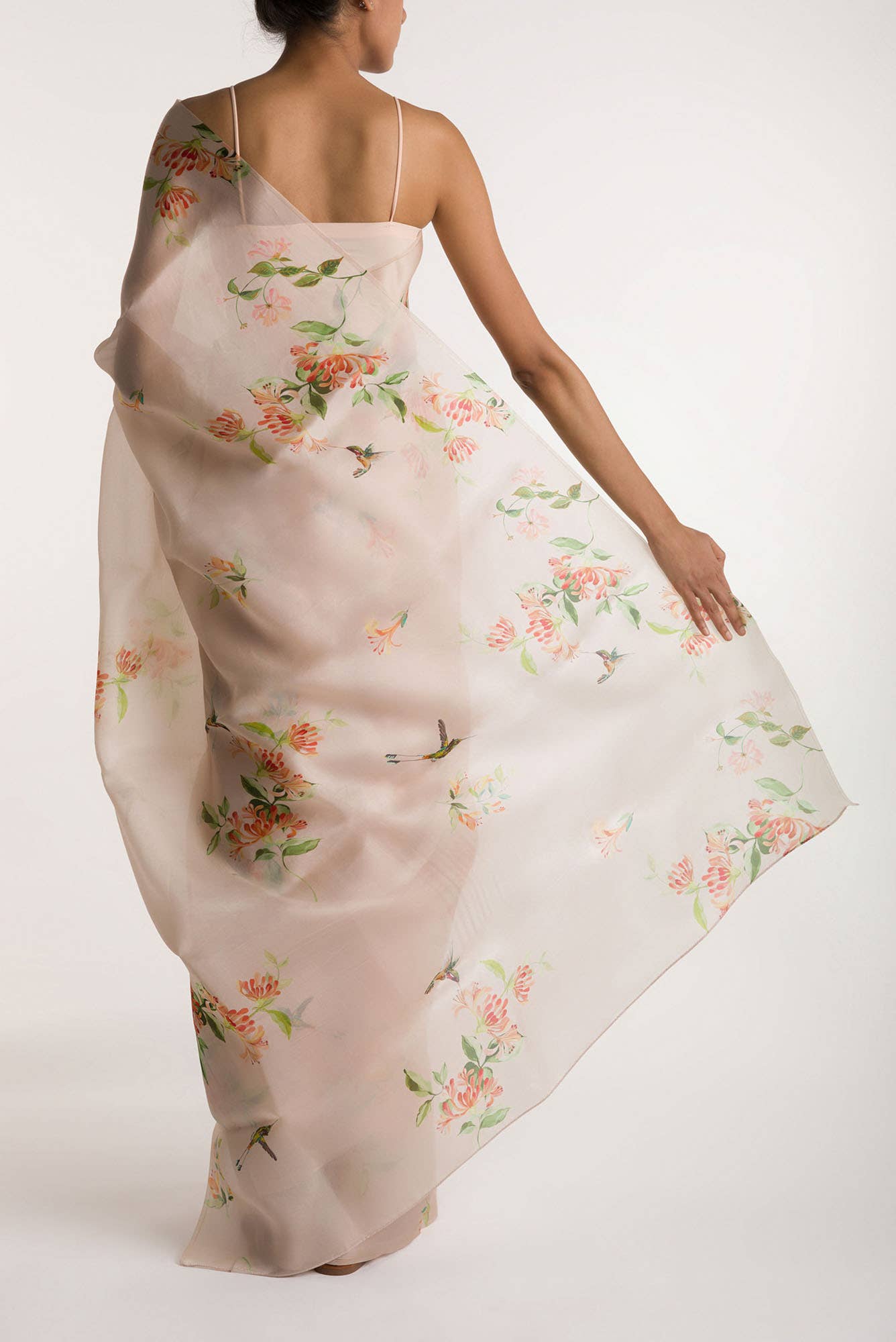 Humming Hovers White Satin Organza Saree