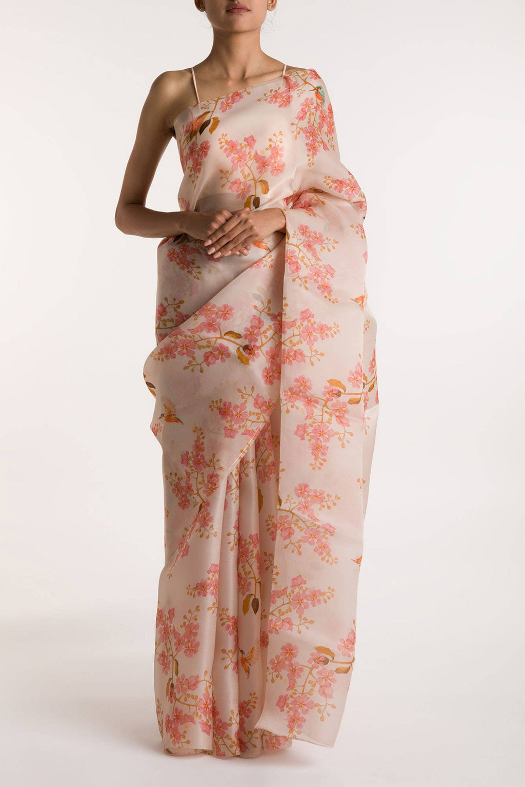Kingfisher Lovers White Satin Organza Saree