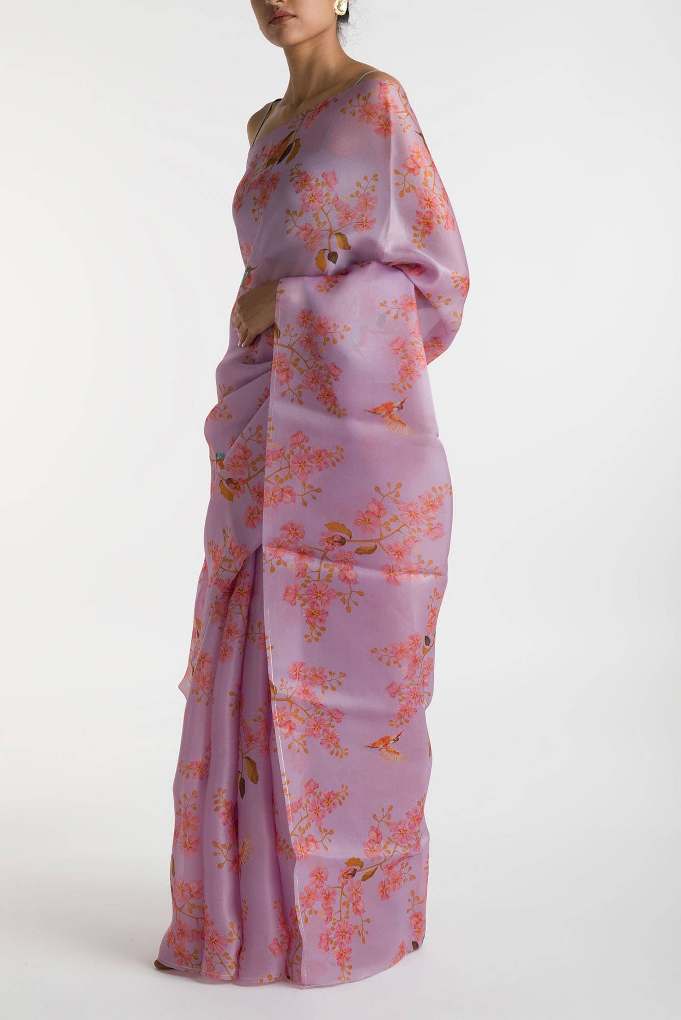 Kingfisher Lovers Lilac Satin Organza Saree