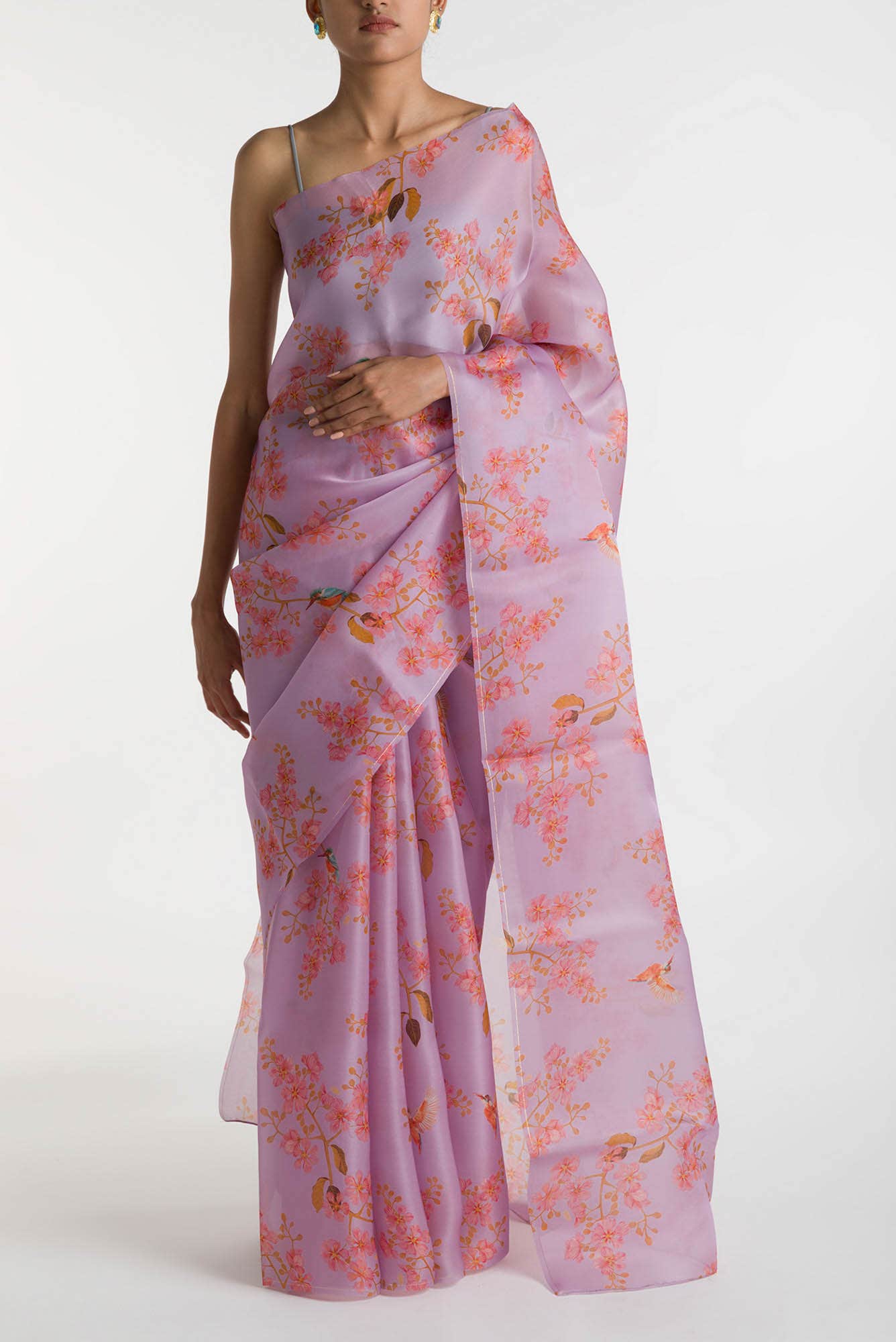 Kingfisher Lovers Lilac Satin Organza Saree