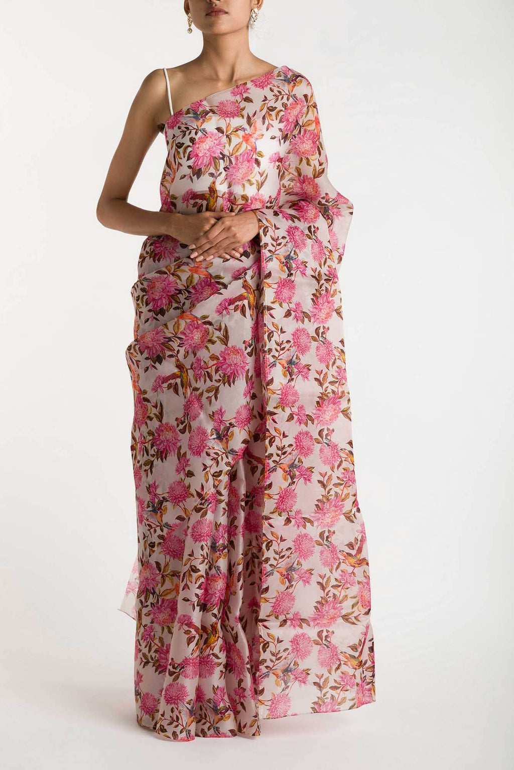 Kingfisher Dreams White Satin Organza Saree