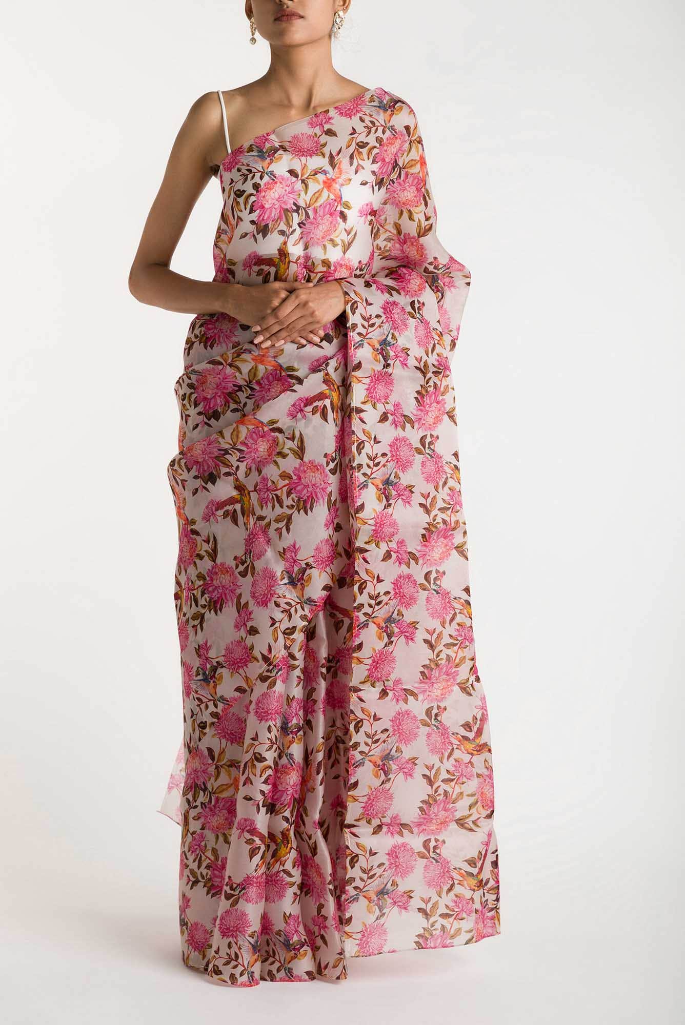 Kingfisher Dreams White Satin Organza Saree