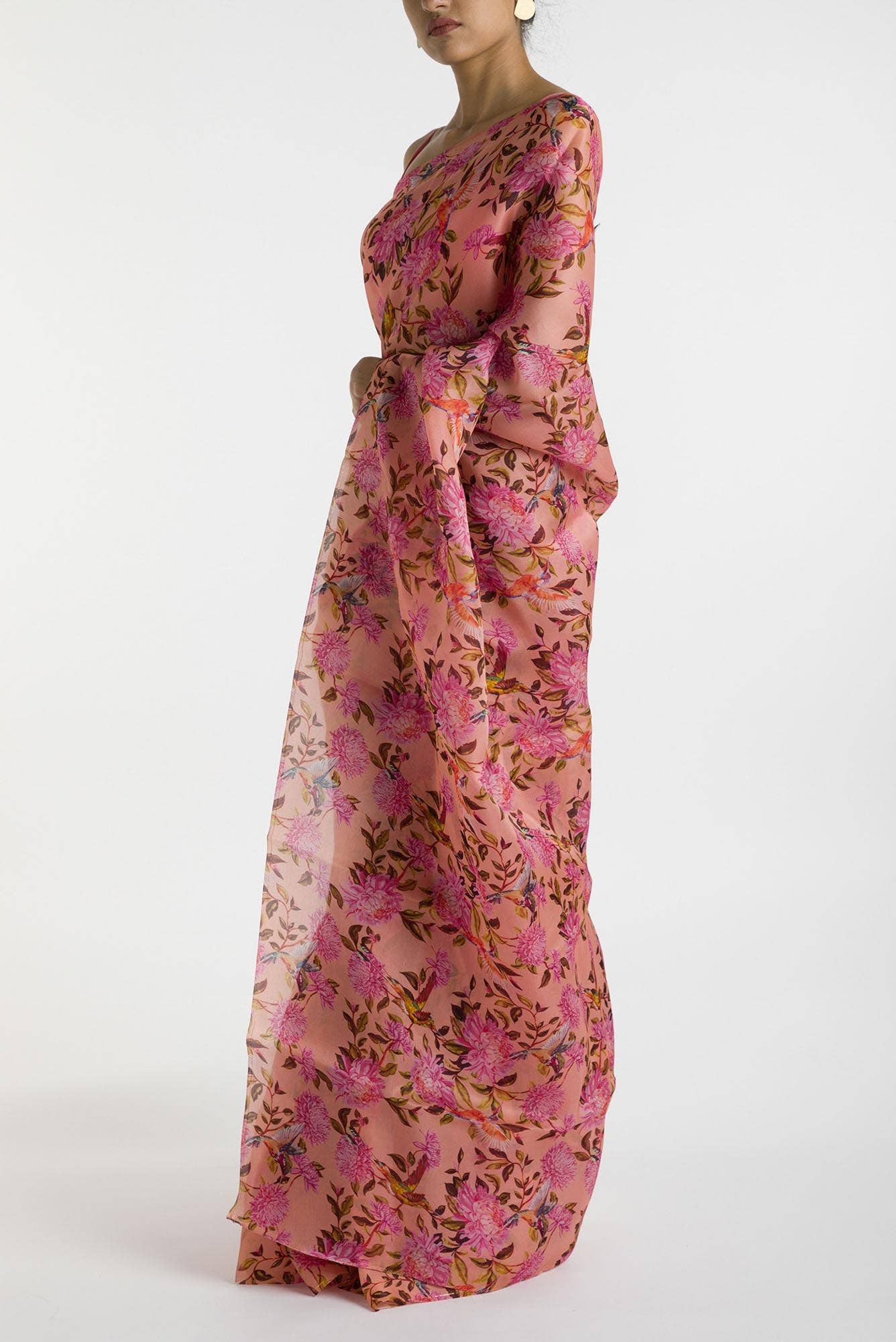 Kingfisher Dreams Pink Satin Organza Saree