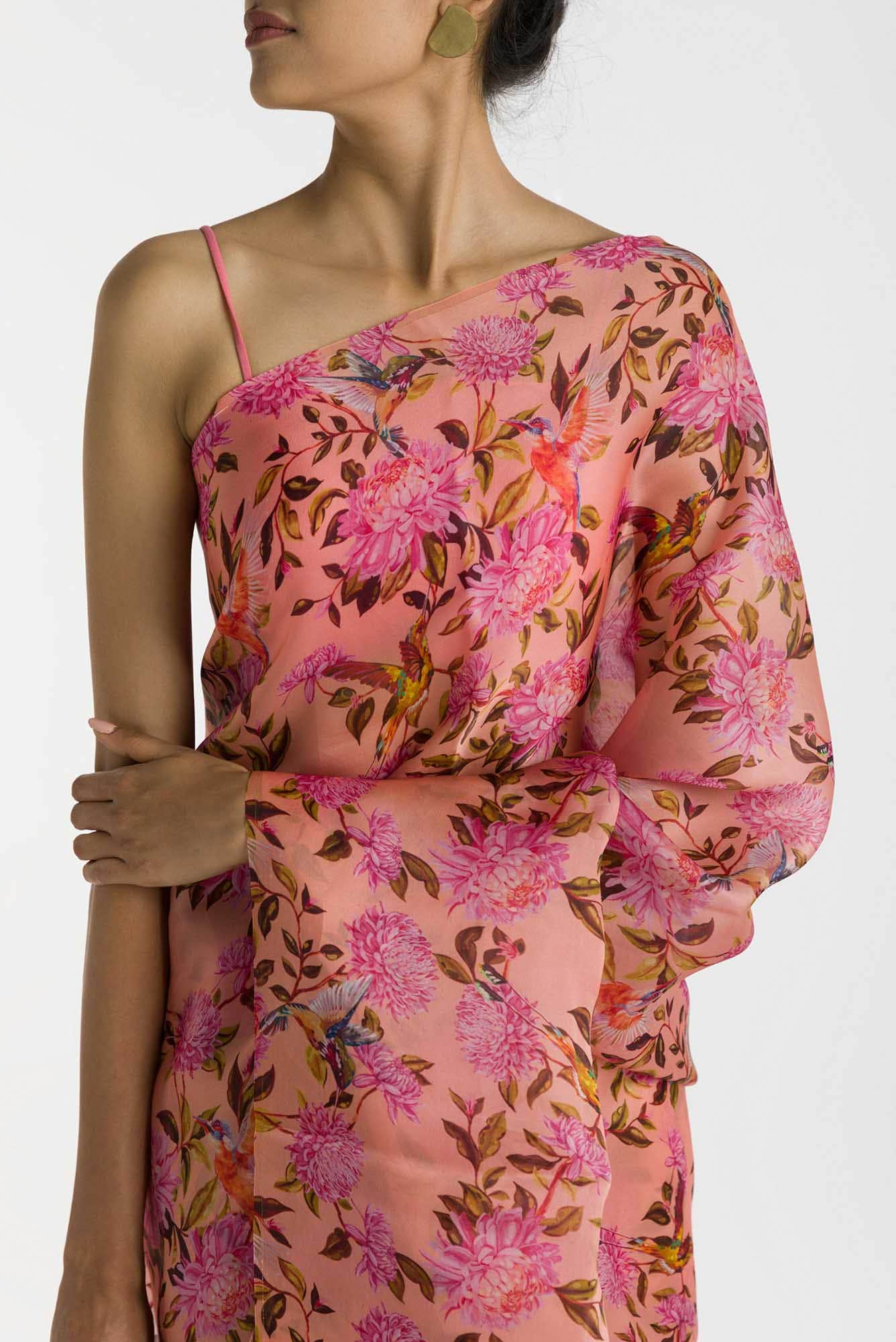 Kingfisher Dreams Pink Satin Organza Saree