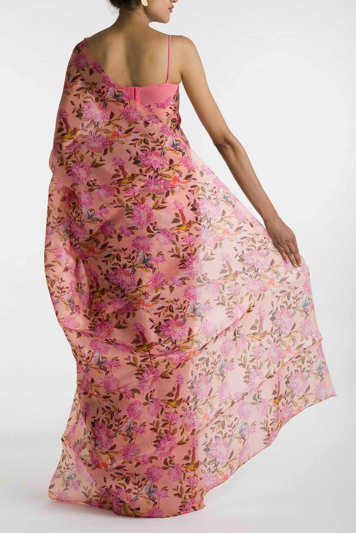 Kingfisher Dreams Pink Satin Organza Saree