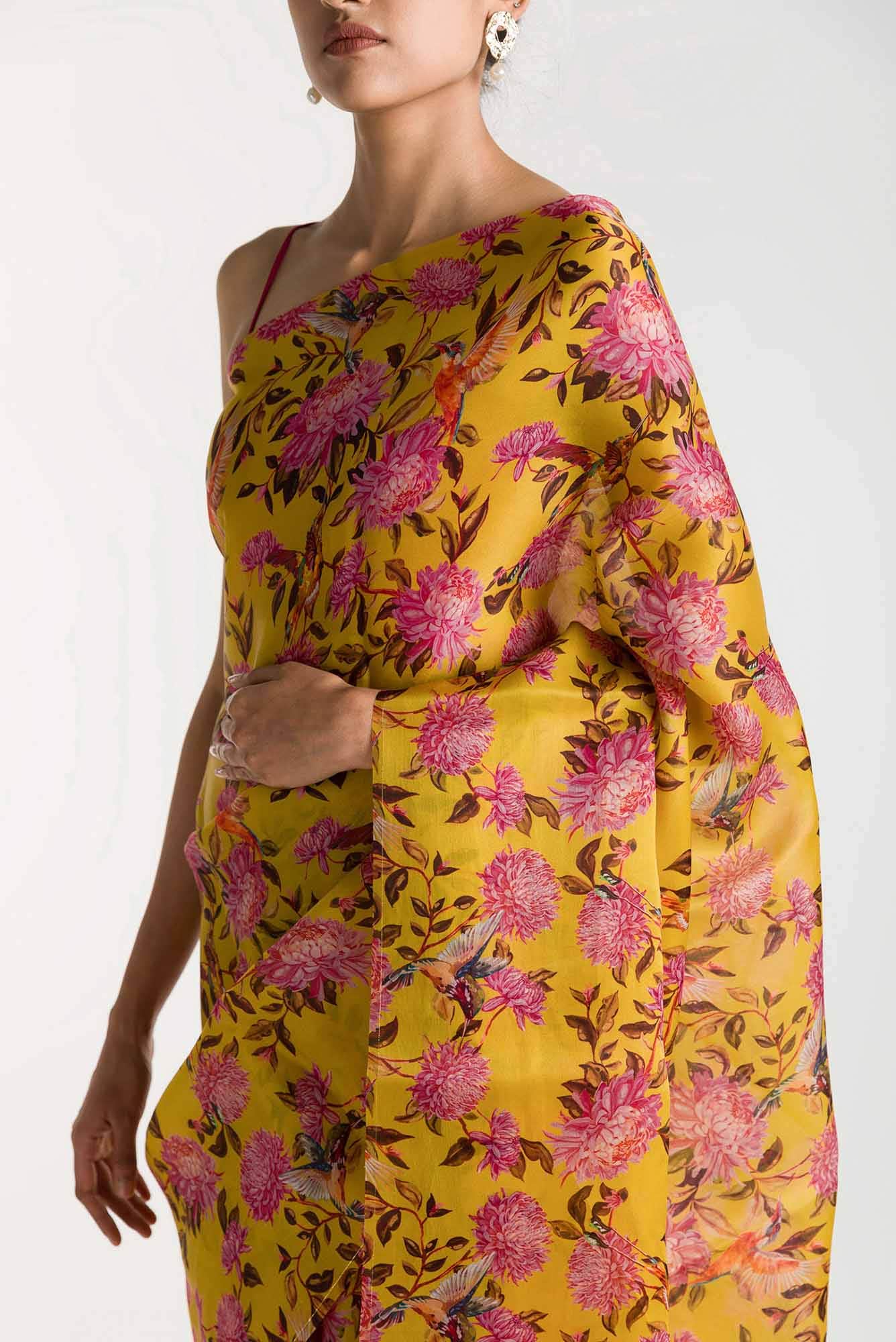 Kingfisher Dreams Lime Green Satin Organza Saree