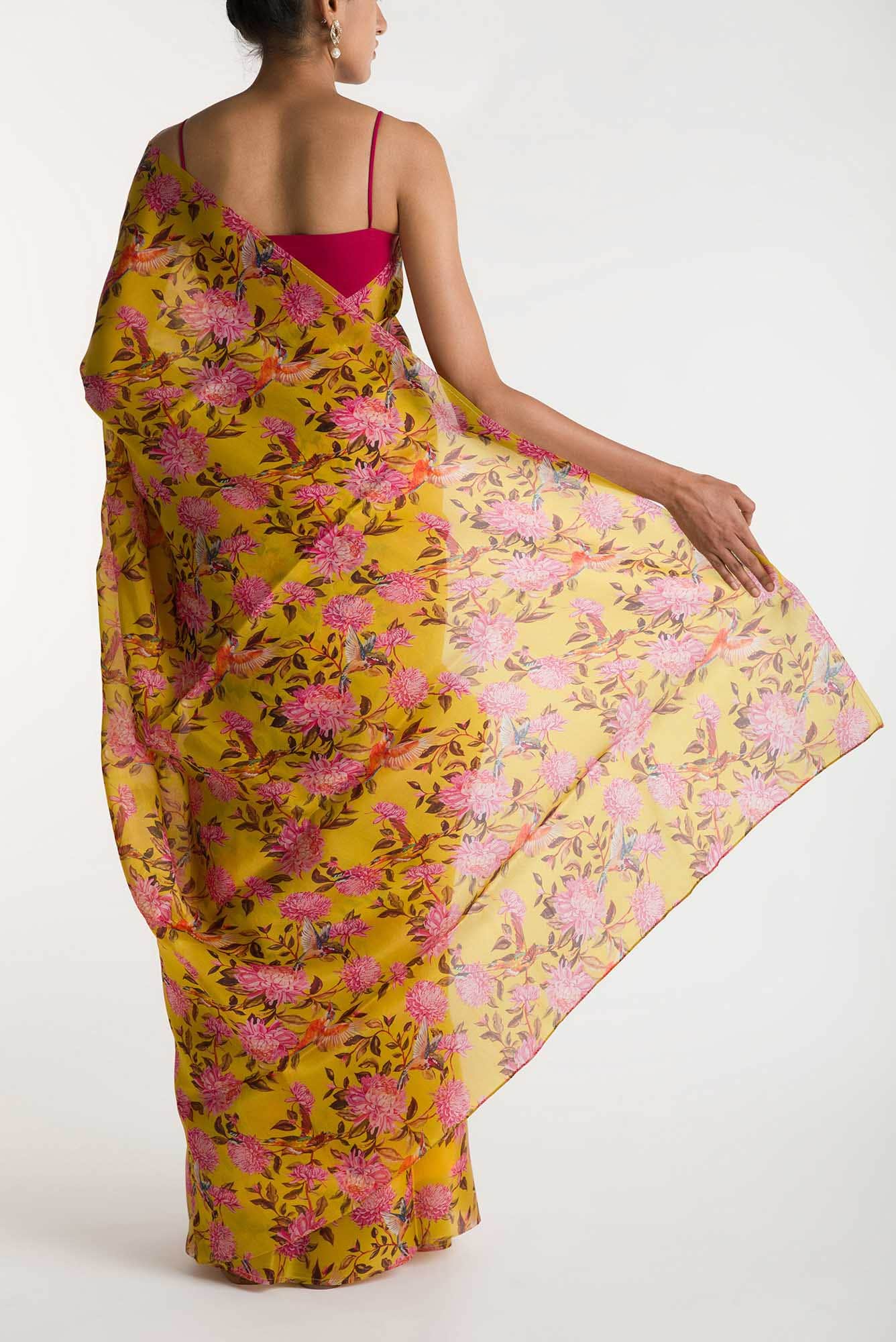 Kingfisher Dreams Lime Green Satin Organza Saree