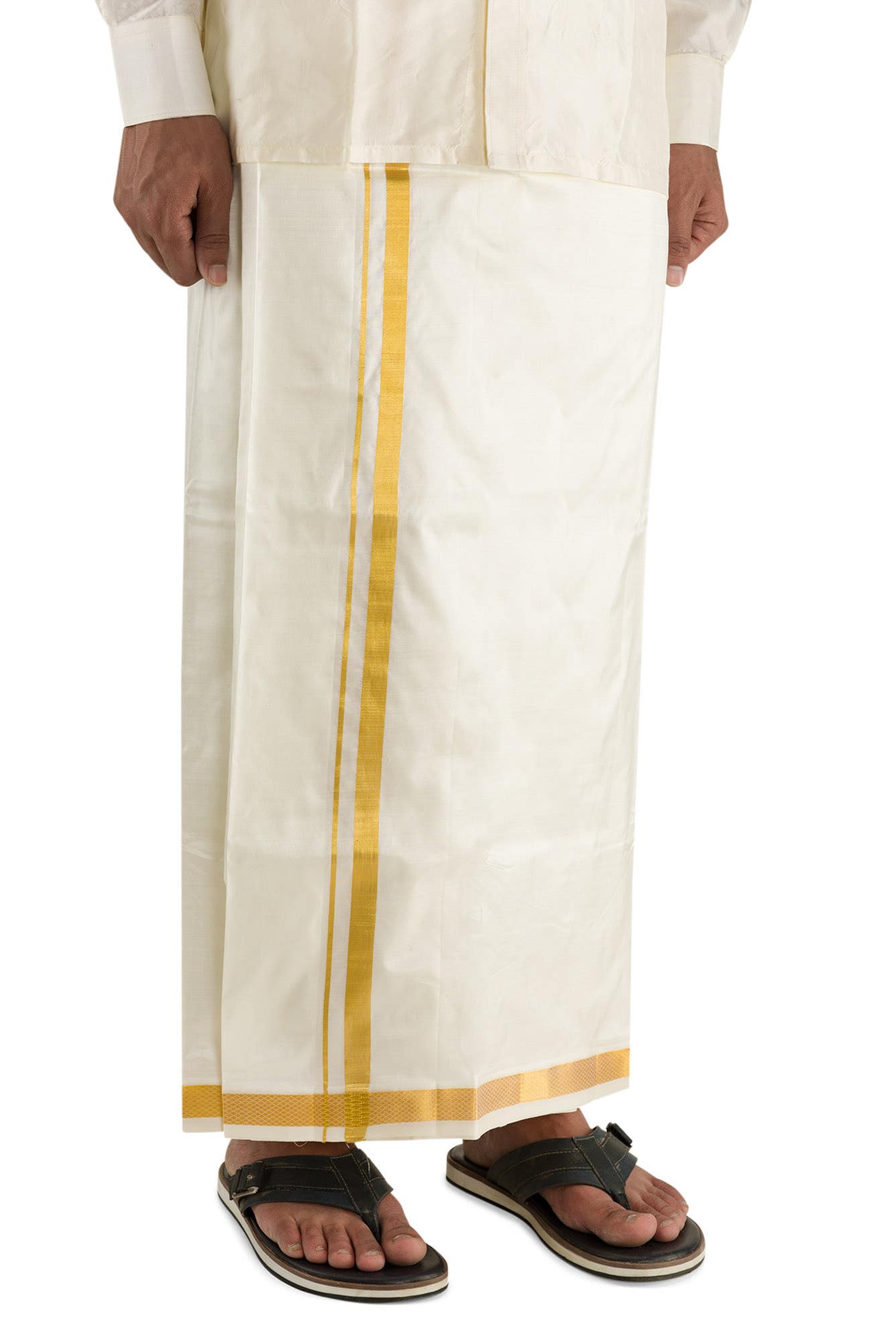 Cream Silk Dhoti 8 Muzham