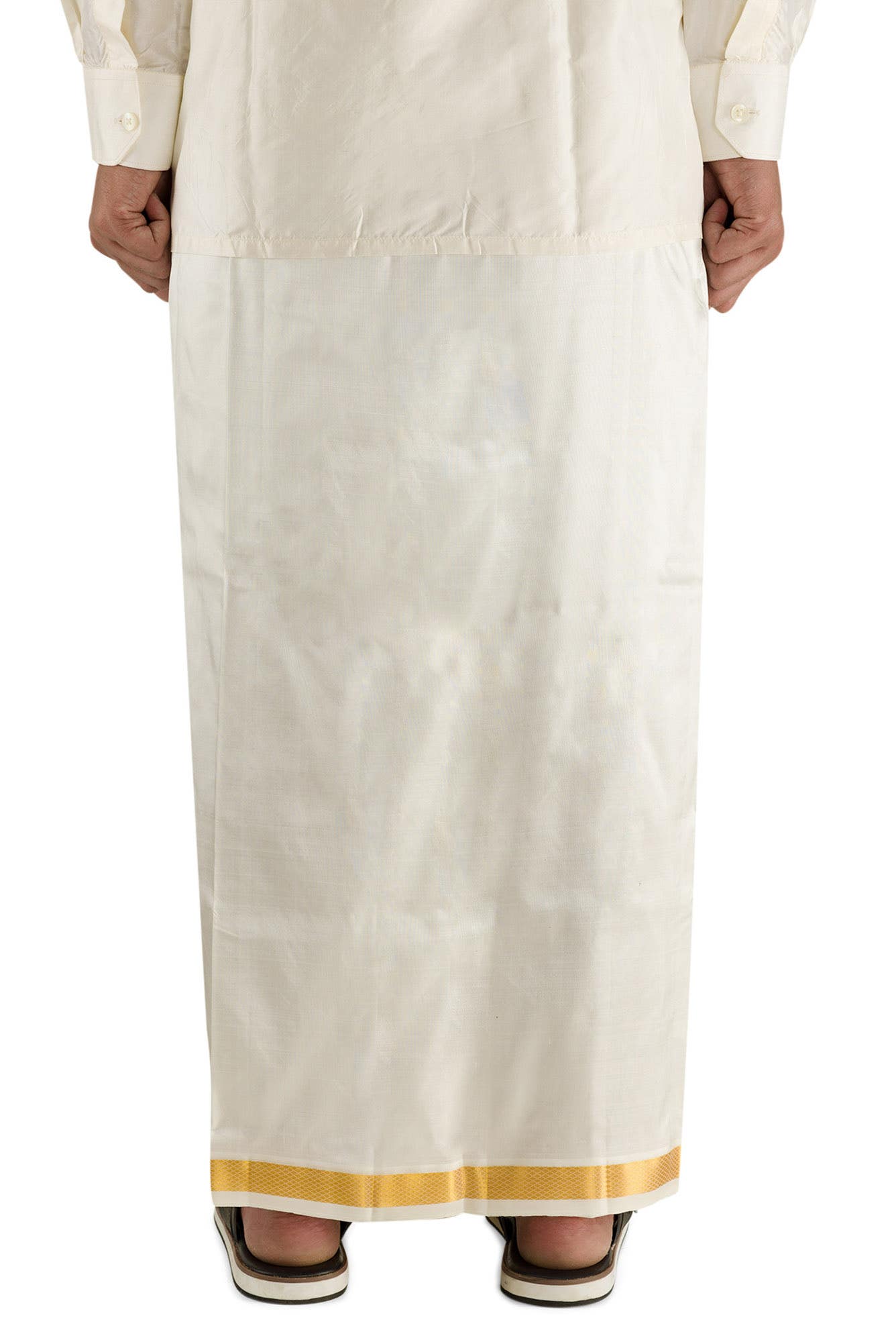 Cream Silk Dhoti 8 Muzham