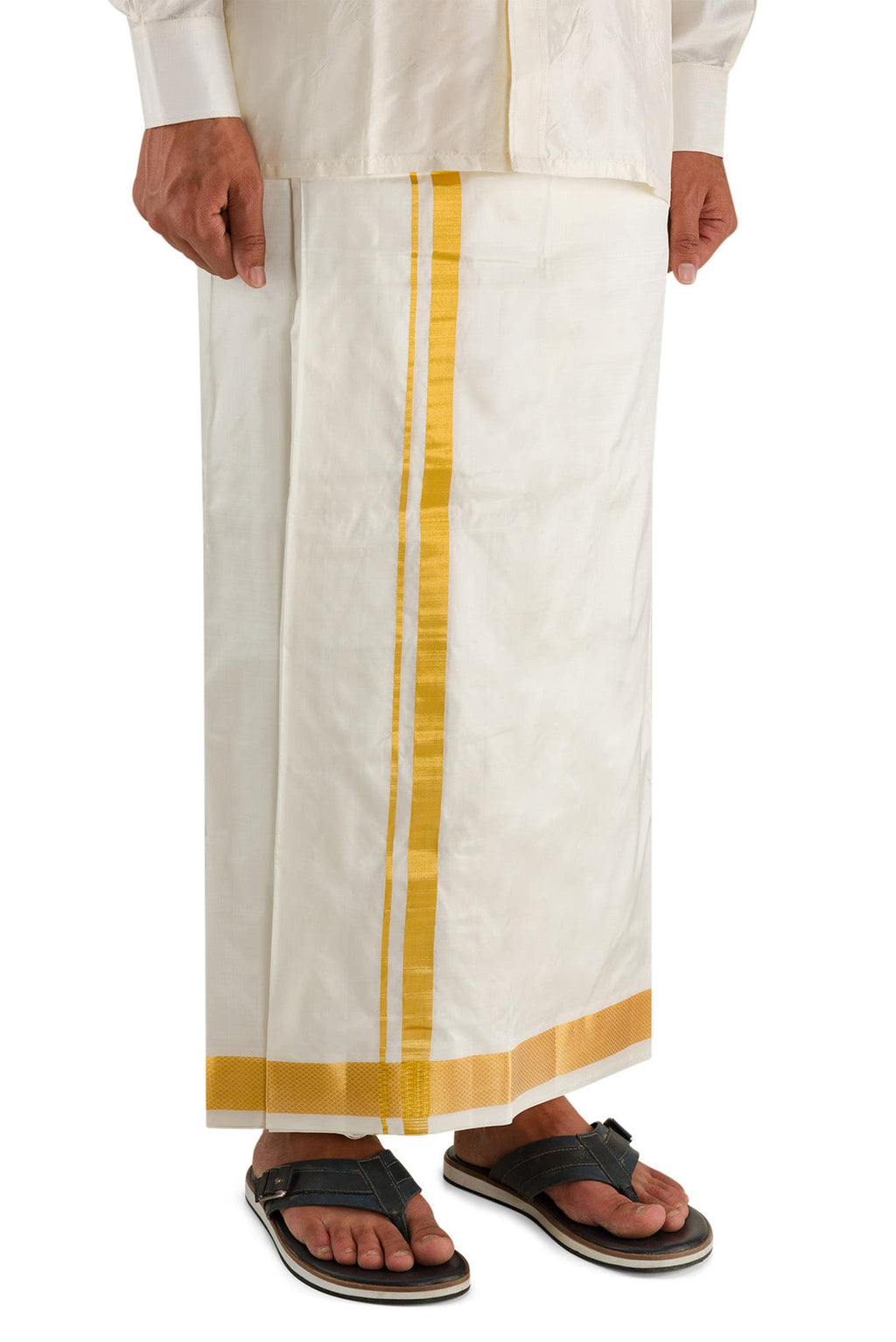 Cream Silk Dhoti 8 Muzham