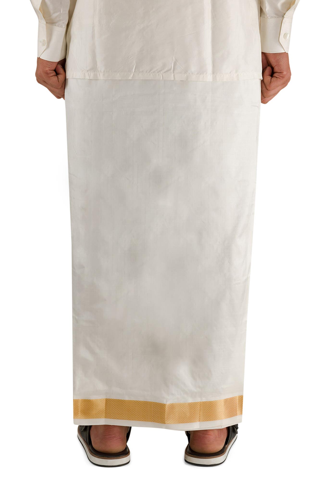 Cream Silk Dhoti 8 Muzham