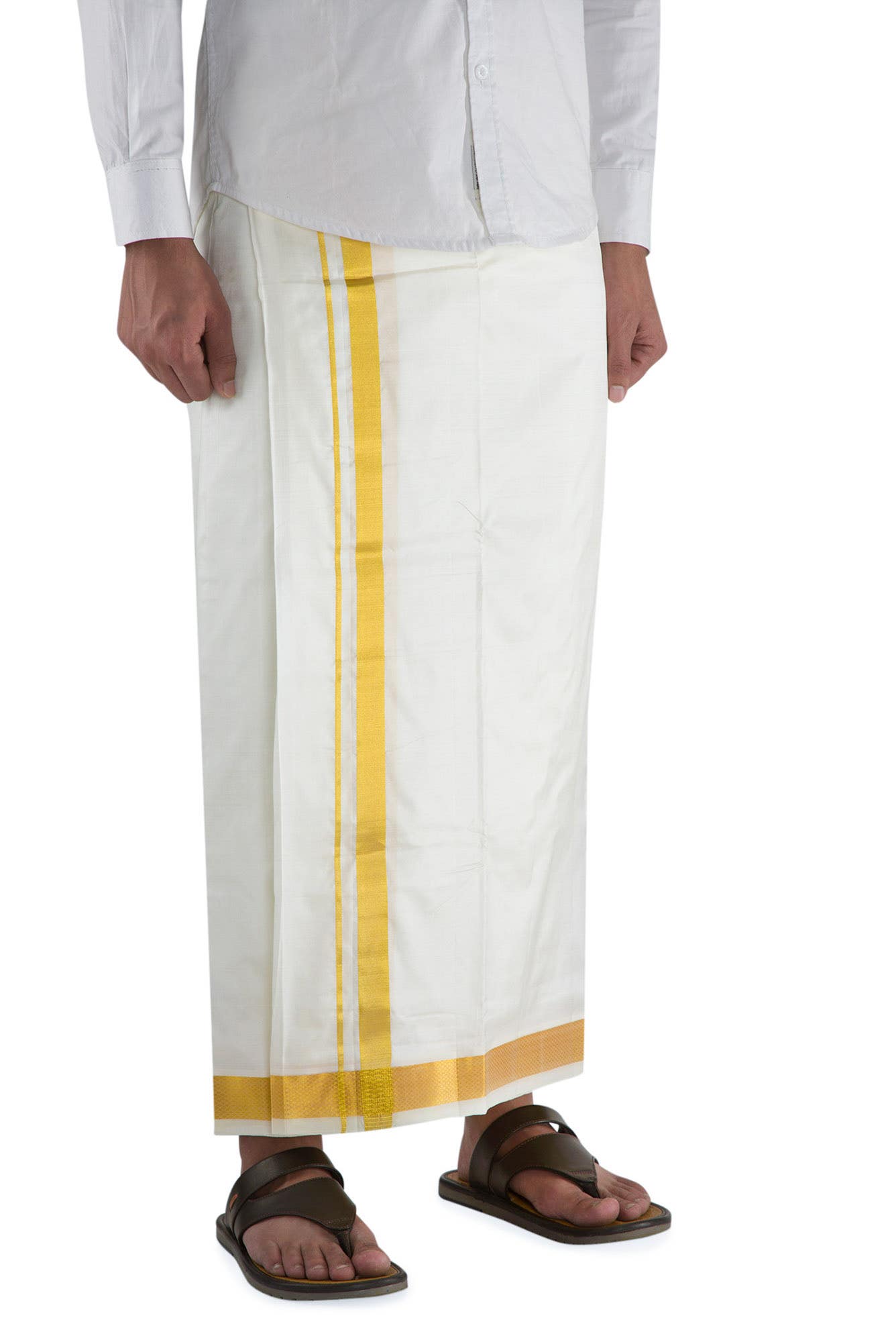 Cream Silk Dhoti 8 Muzham
