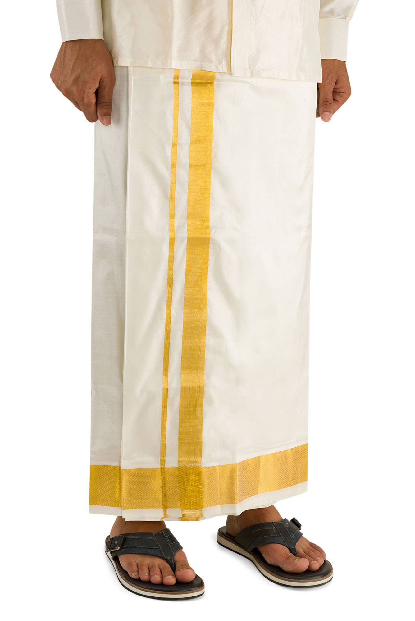 Cream Silk Dhoti 8 Muzham