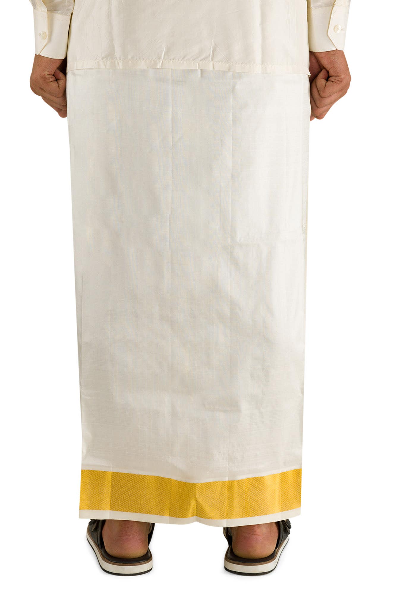 Cream Silk Dhoti 8 Muzham