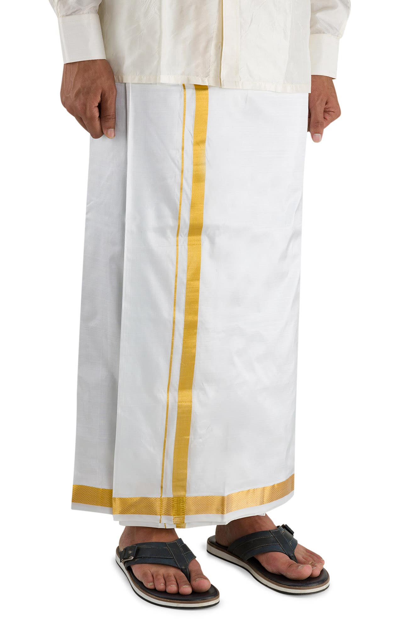 Cream Silk Dhoti 8 Muzham