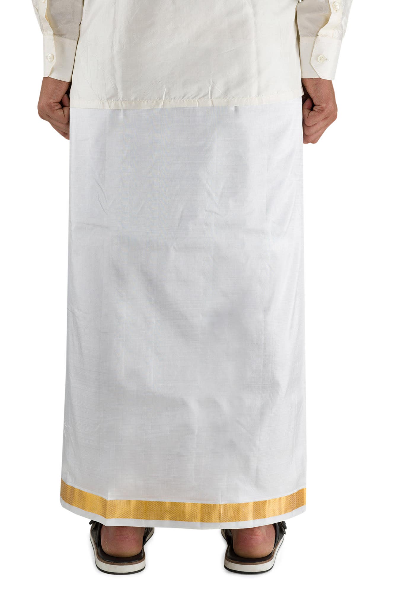 Cream Silk Dhoti 8 Muzham