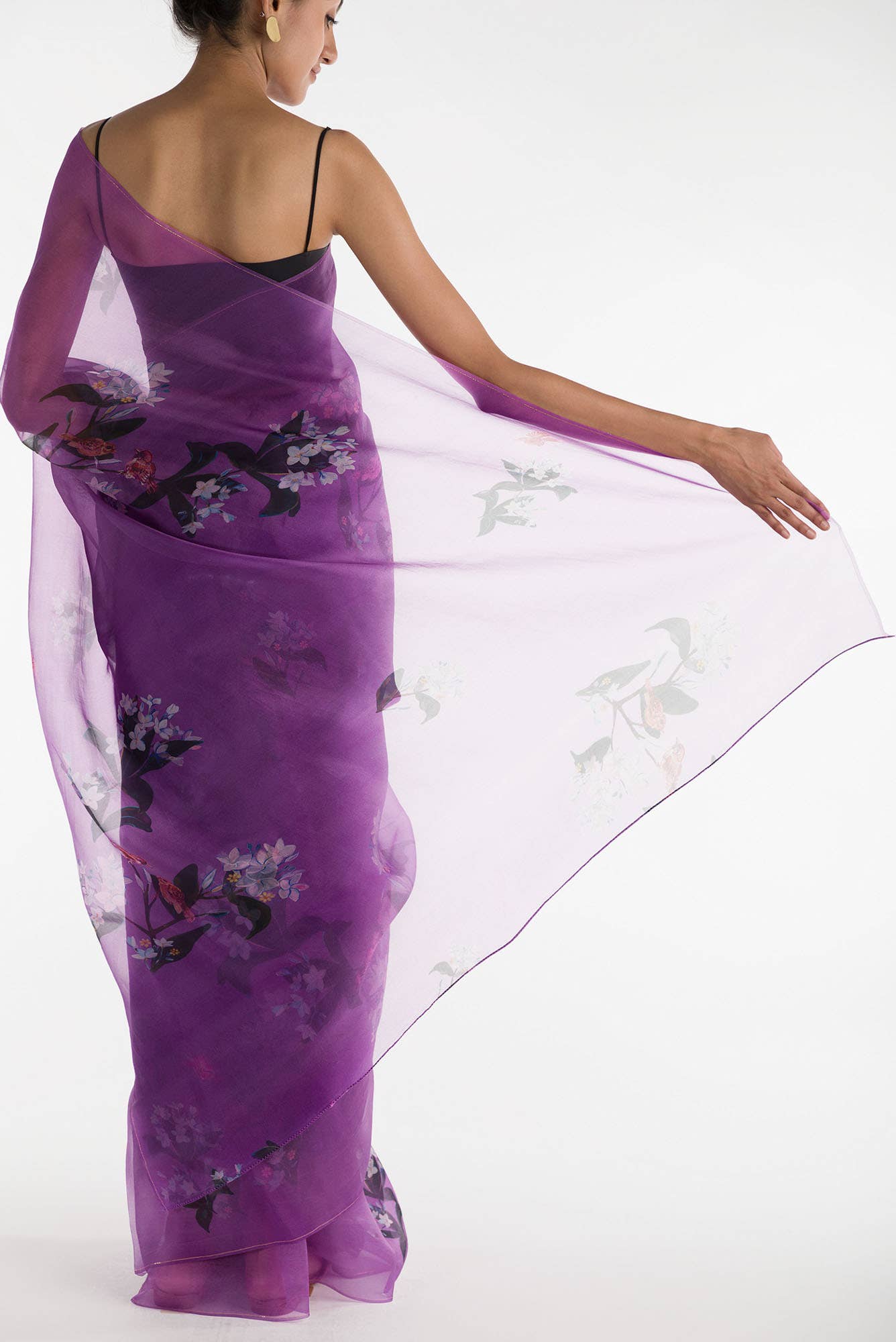 The Sparrows Lilac Pure Organza Silk Saree