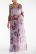 The Flower Bunch Lilac Pure Organza Silk Saree