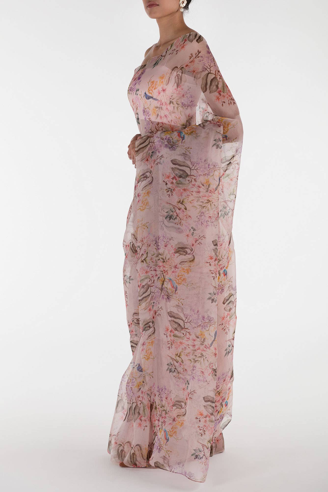 Flourishing Friendships Mauve Pure Organza Silk Saree