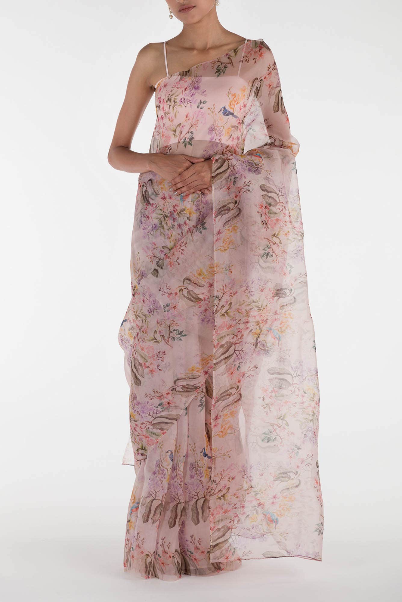 Flourishing Friendships Mauve Pure Organza Silk Saree