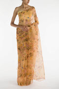 Flourishing Friendships Mango Yellow Pure Organza Silk Saree