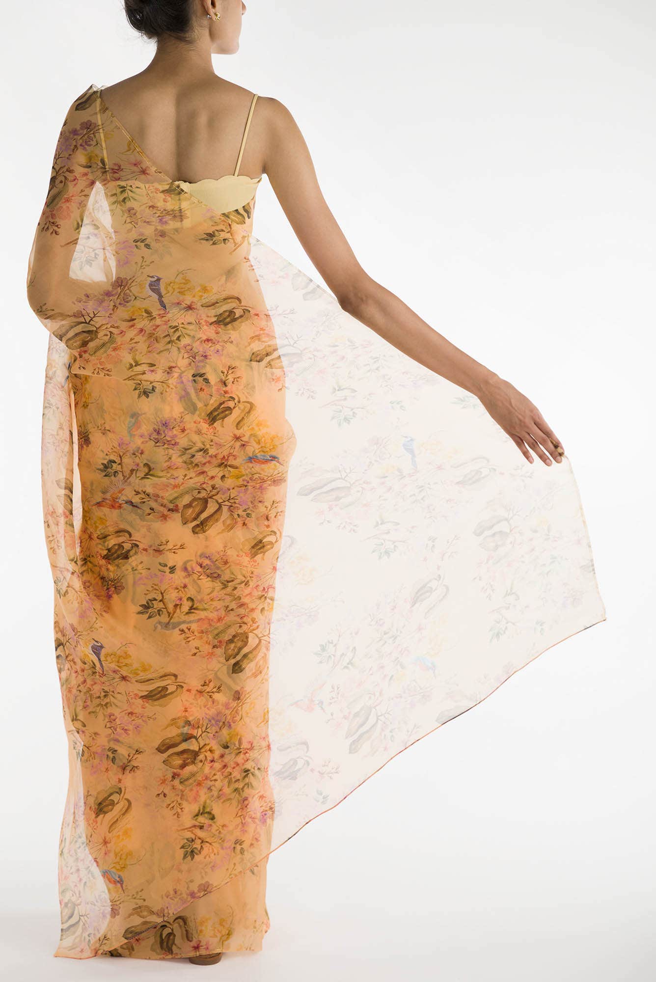 Flourishing Friendships Mango Yellow Pure Organza Silk Saree