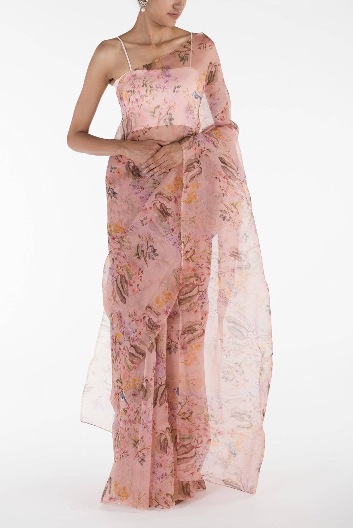 Flourishing Friendships Pink Pure Organza Silk Saree