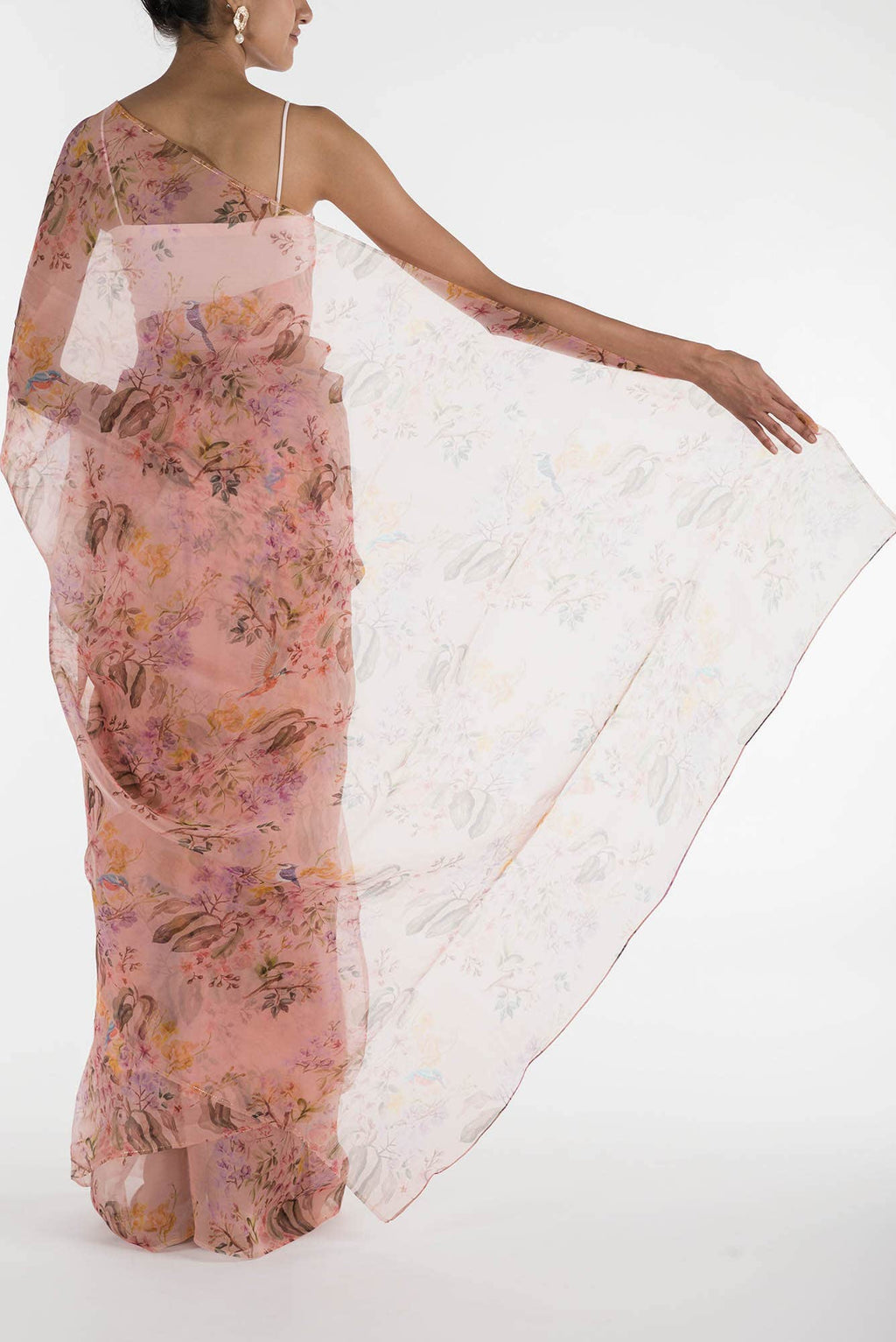 Flourishing Friendships Pink Pure Organza Silk Saree