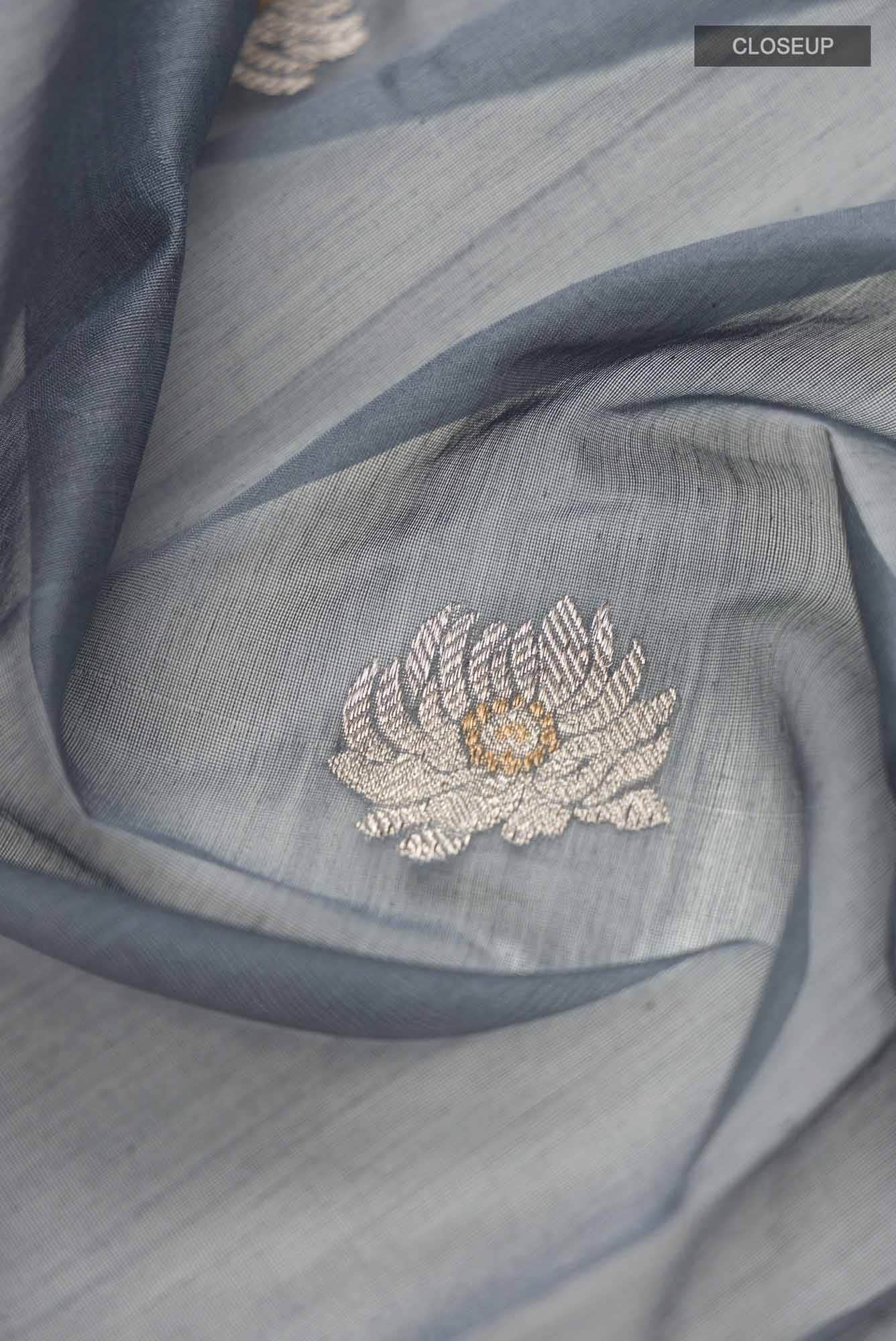 Navya  Grey Chanderi Silk Cotton Saree