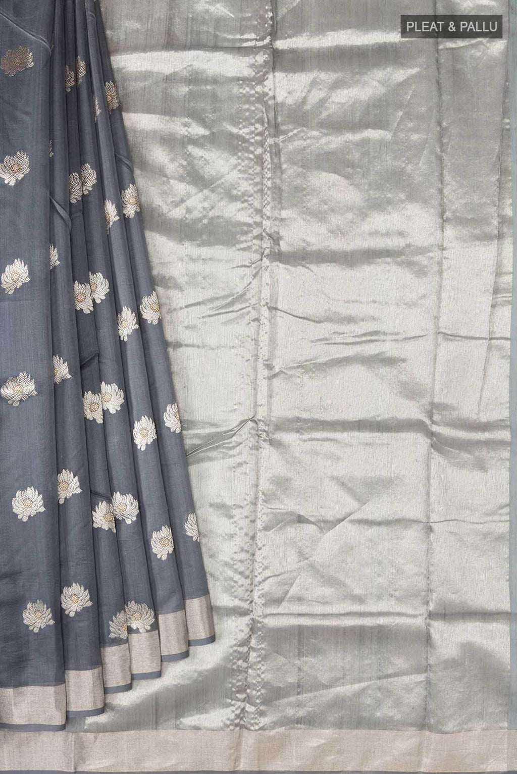 Navya  Grey Chanderi Silk Cotton Saree