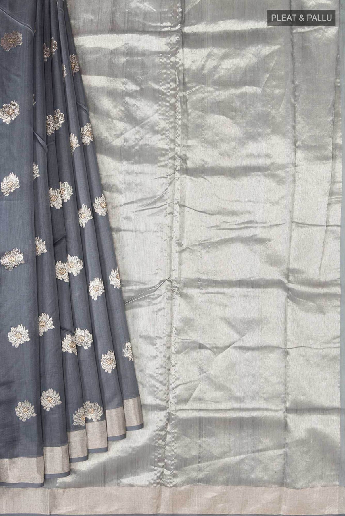 Navya  Grey Chanderi Silk Cotton Saree