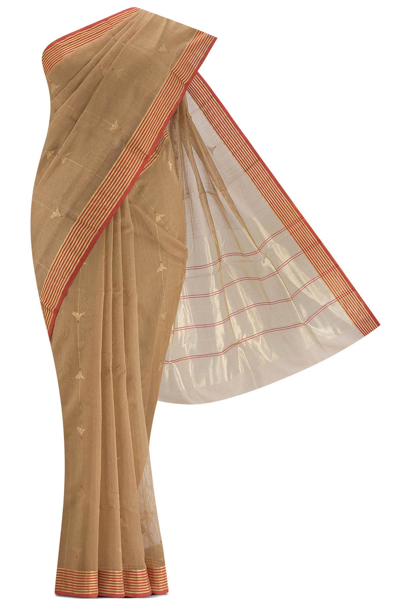 Navya  Brown Chanderi Silk Cotton Saree