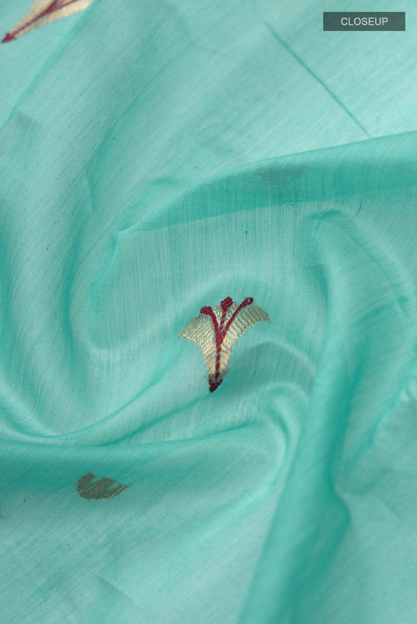Navya  Teal Chanderi Silk Cotton Saree