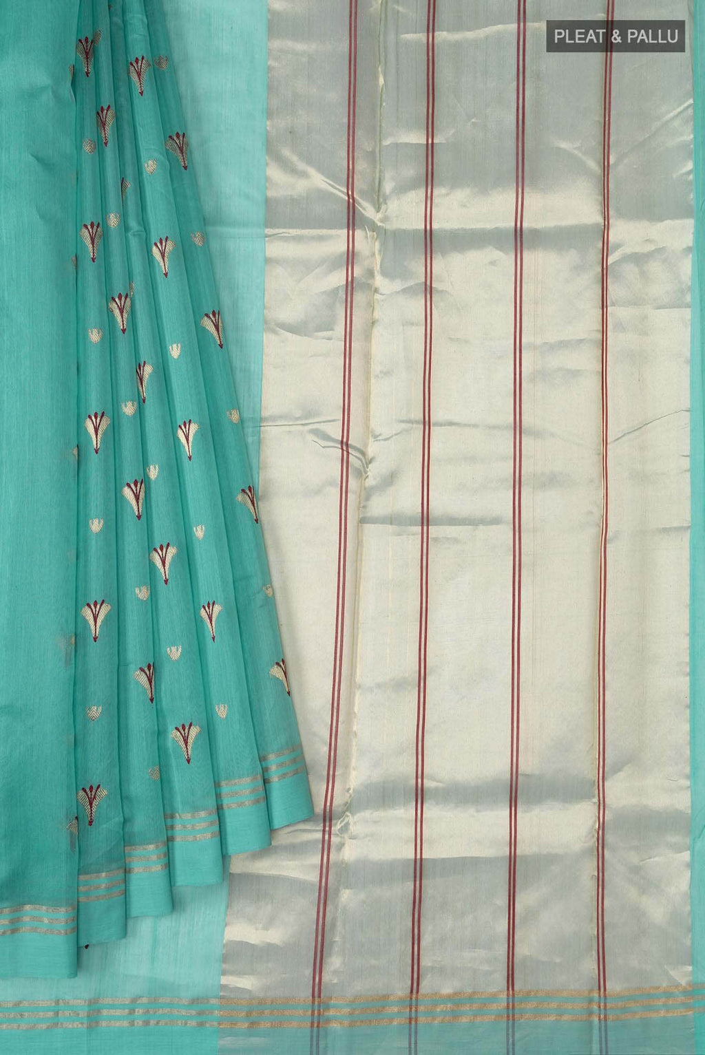 Navya  Teal Chanderi Silk Cotton Saree