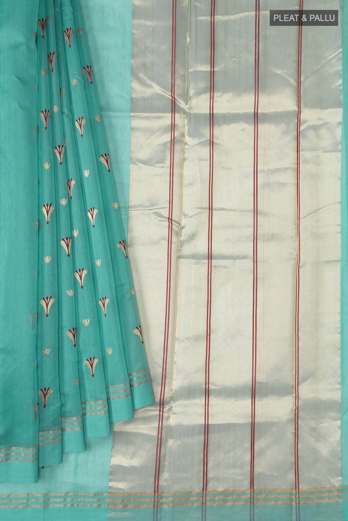 Navya  Teal Chanderi Silk Cotton Saree