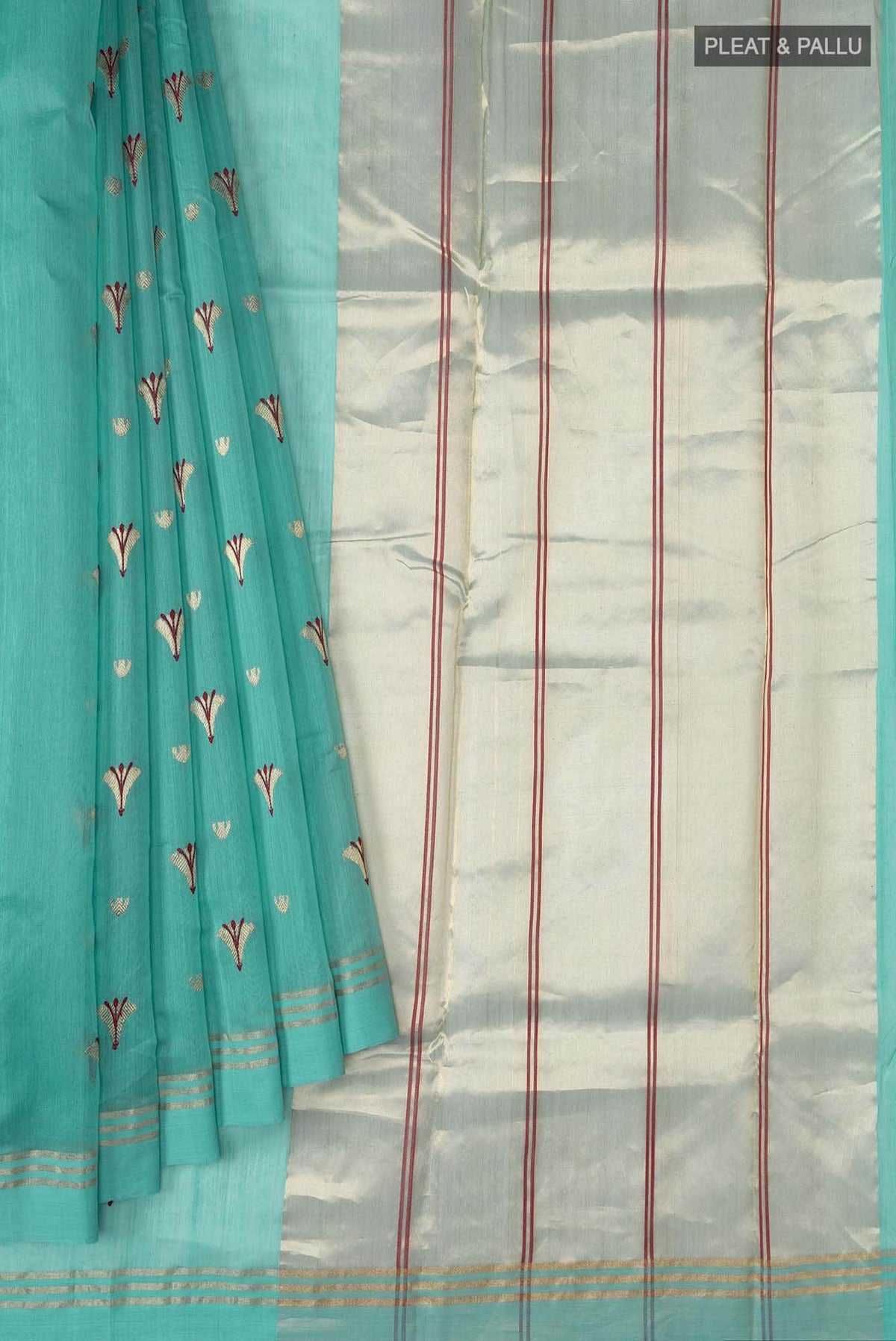 Navya  Teal Chanderi Silk Cotton Saree