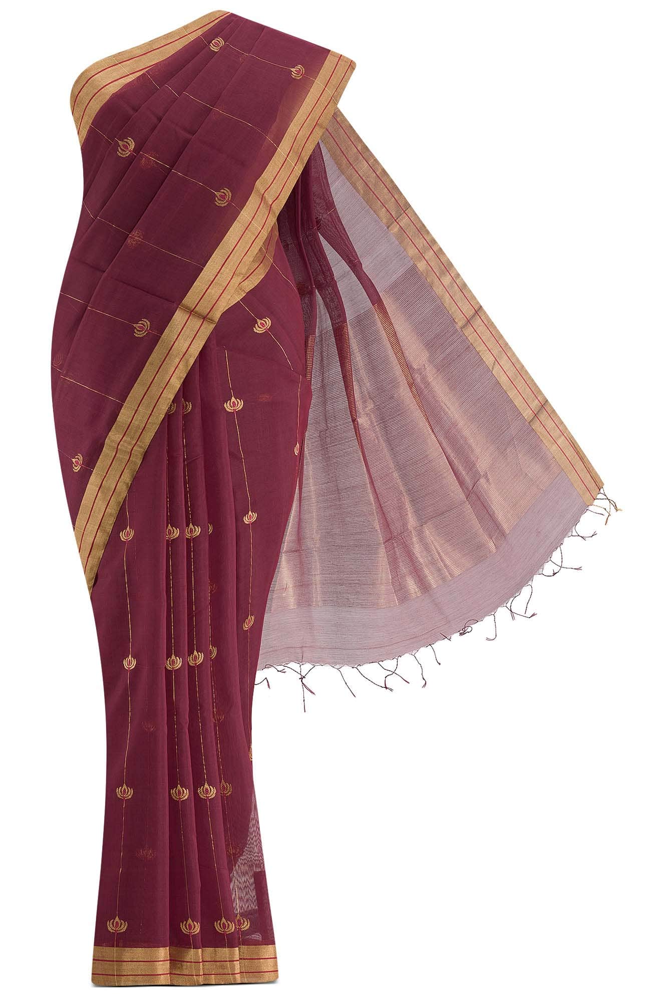Navya Maroon Chanderi Silk Cotton Saree