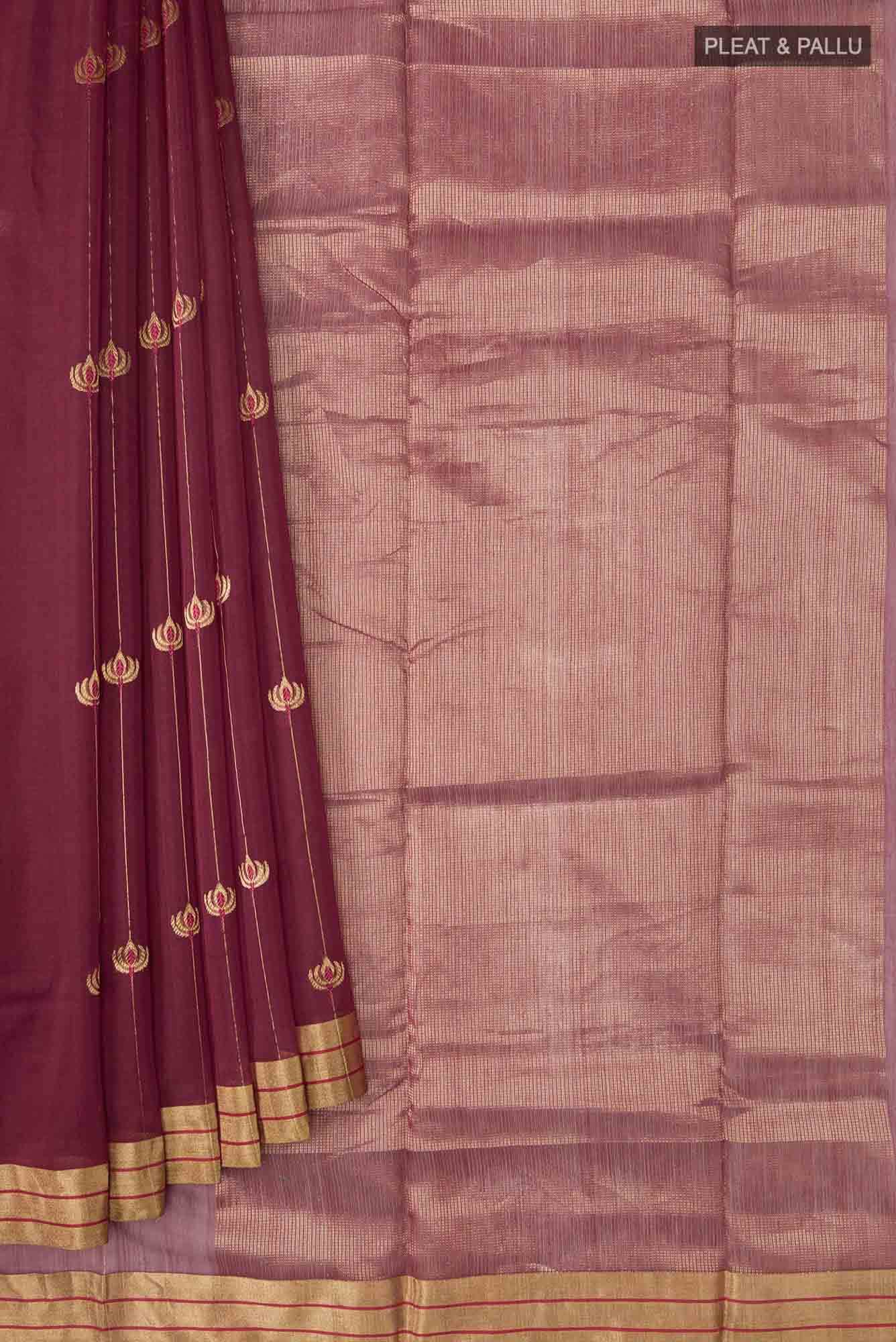 Navya Maroon Chanderi Silk Cotton Saree