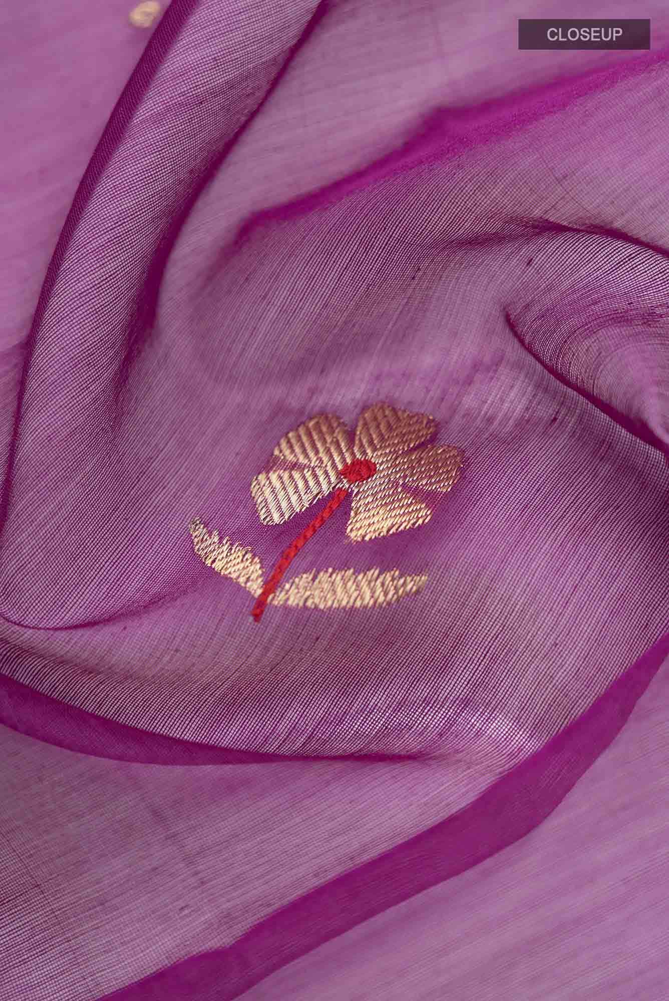Navya  Light Magenta Chanderi Silk Cotton Saree