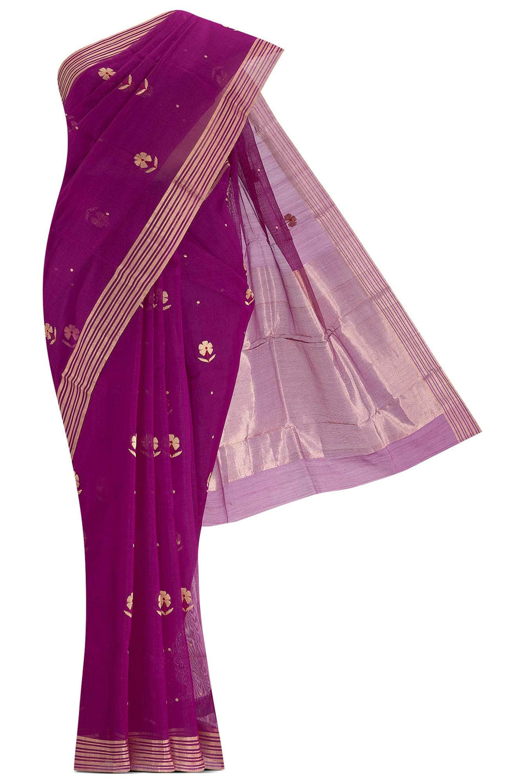 Navya  Light Magenta Chanderi Silk Cotton Saree