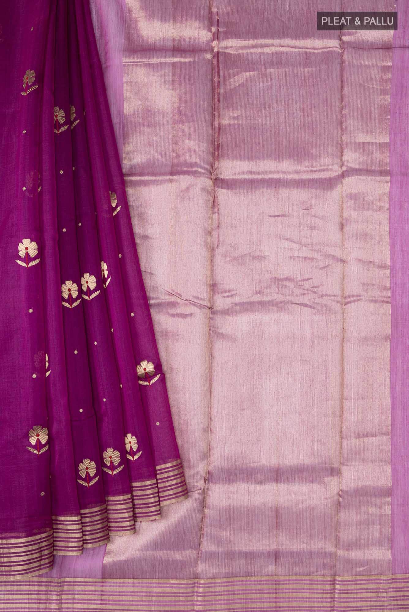 Navya  Light Magenta Chanderi Silk Cotton Saree