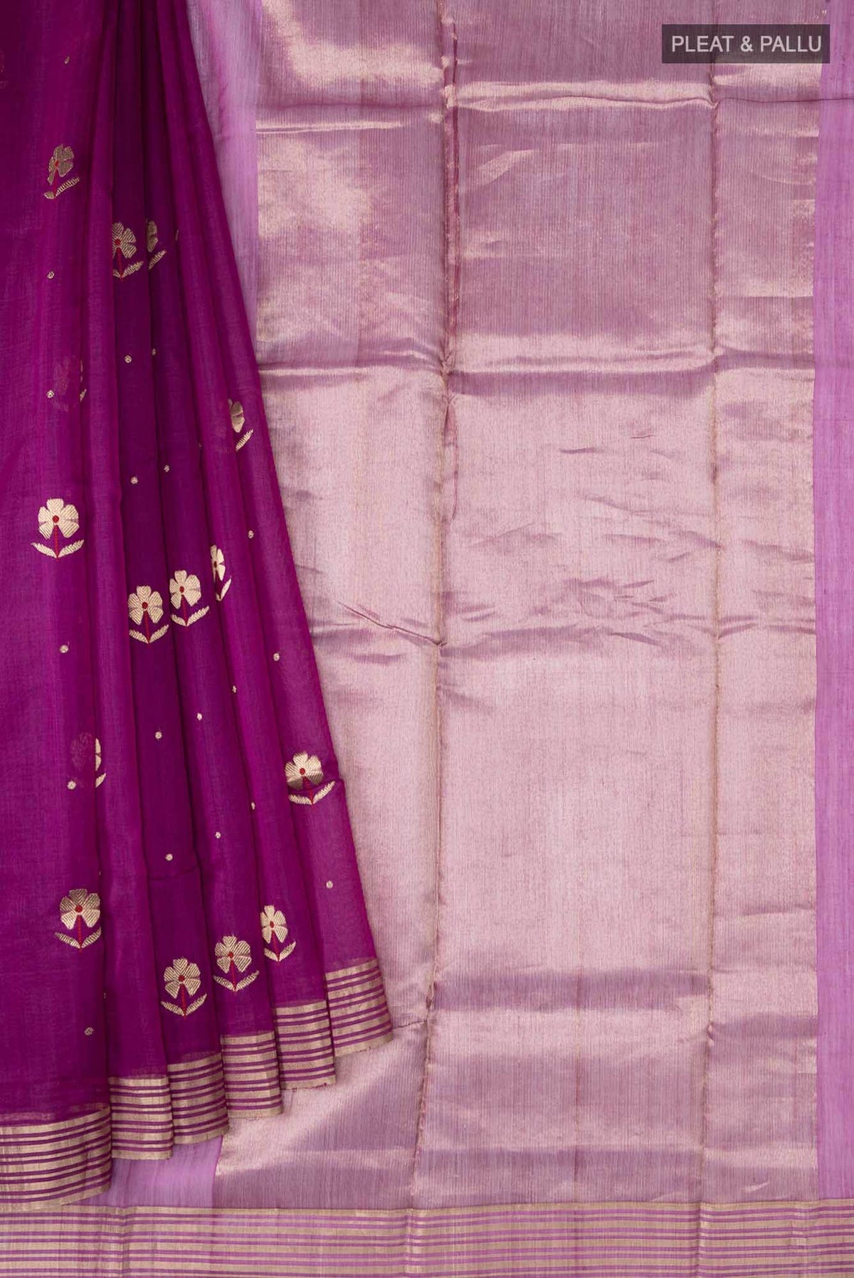 Navya  Light Magenta Chanderi Silk Cotton Saree