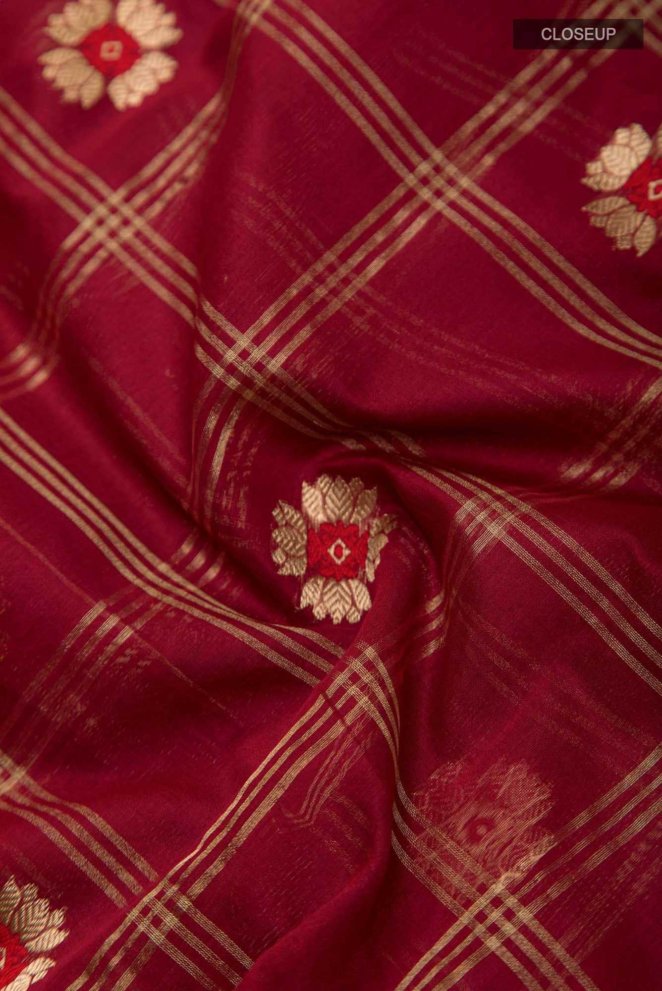 Navya  Maroon Chanderi Silk Cotton Saree