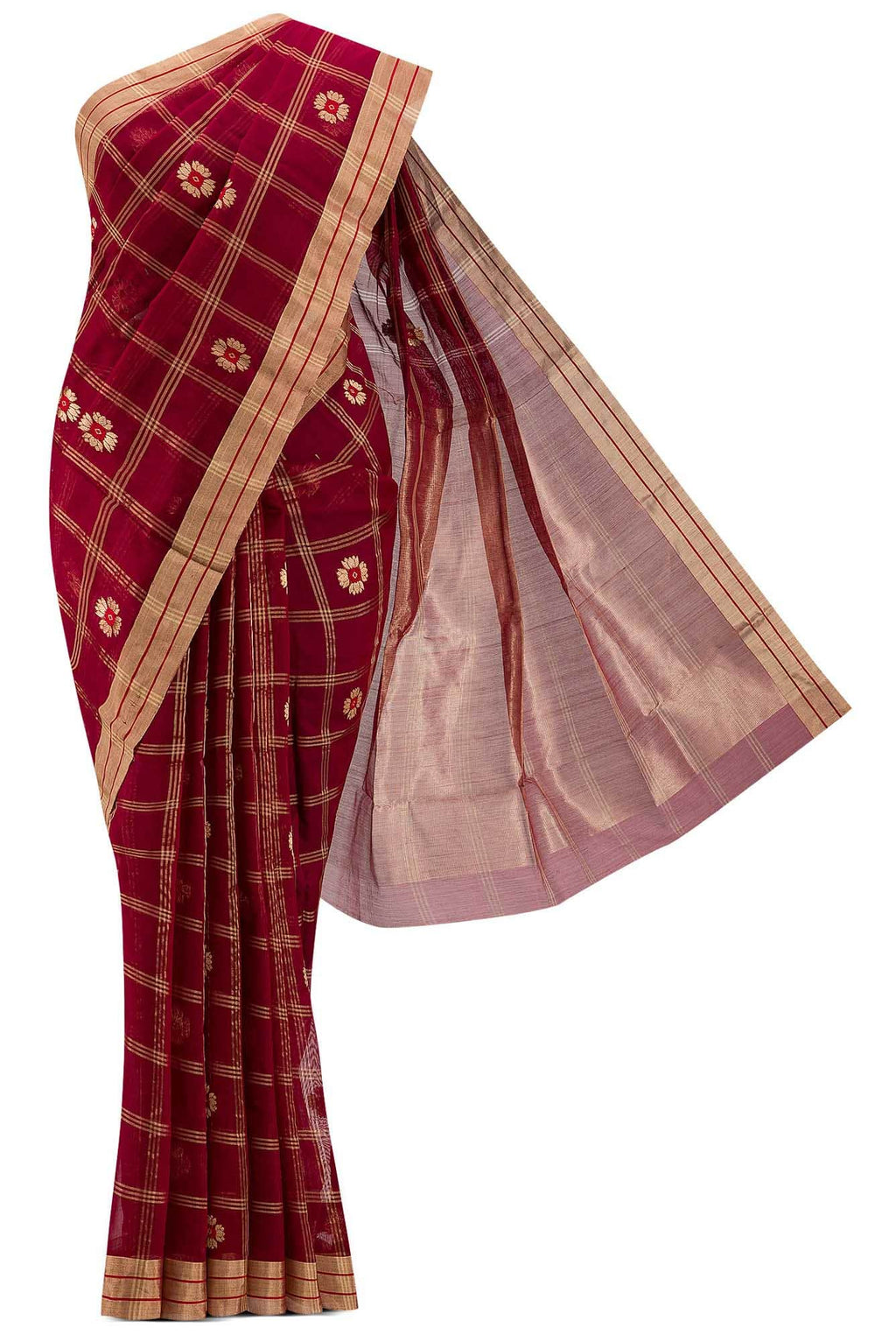 Navya  Maroon Chanderi Silk Cotton Saree
