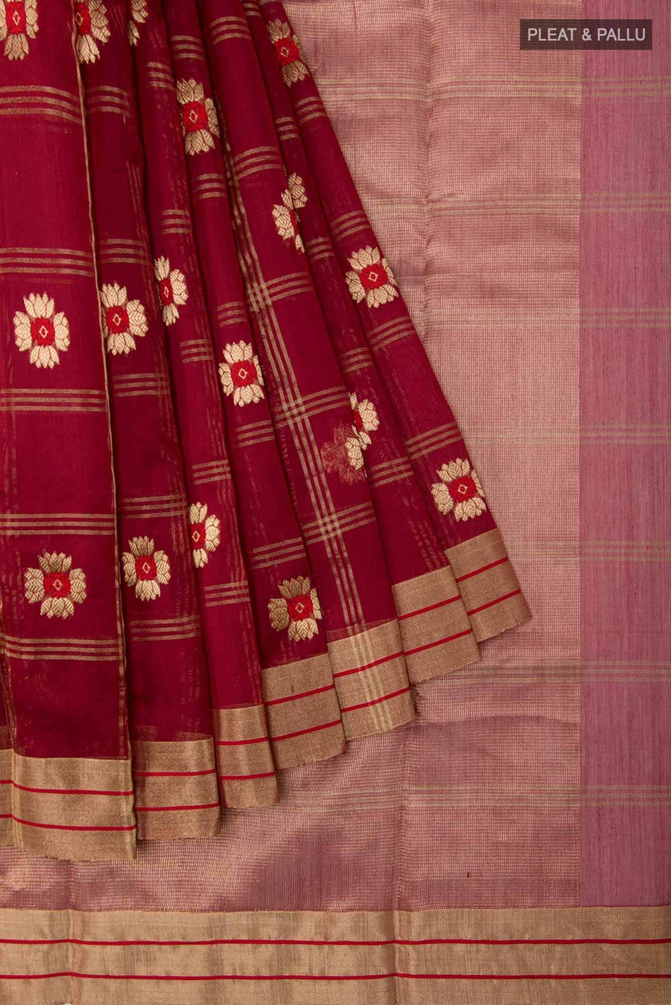 Navya  Maroon Chanderi Silk Cotton Saree